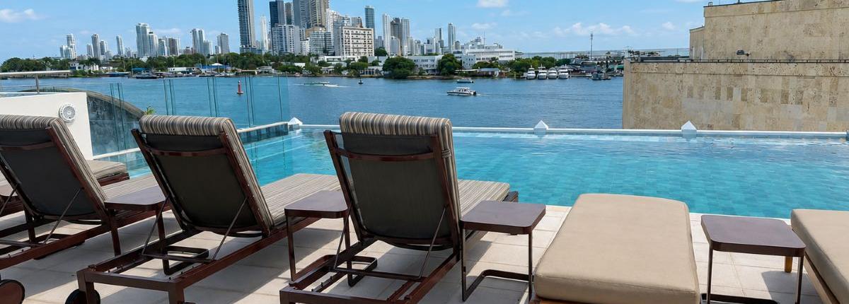 Terrace and pool at Arsenal Hotel in Cartagena