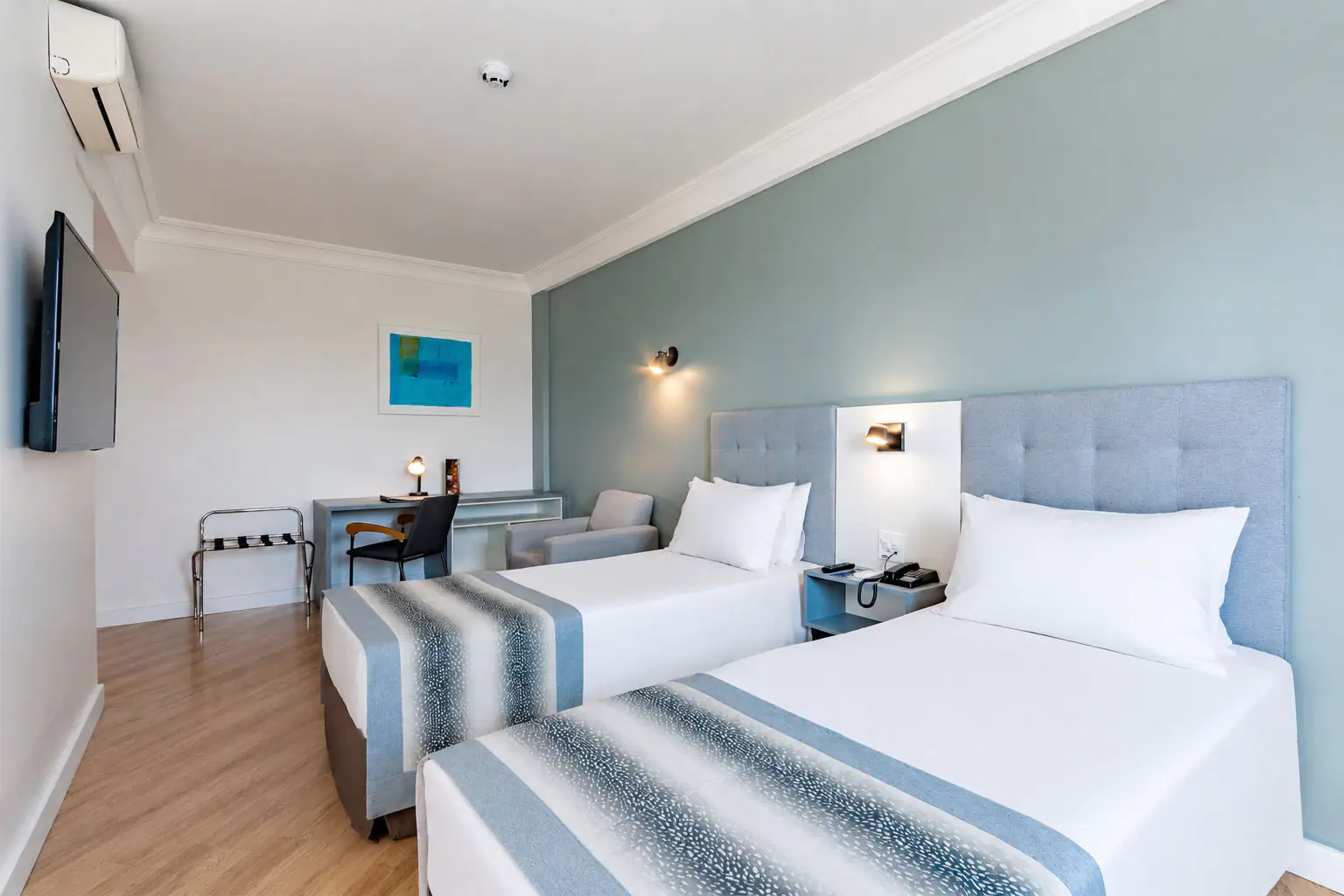 Guest room with twin beds at Bristol International Airport Hotel